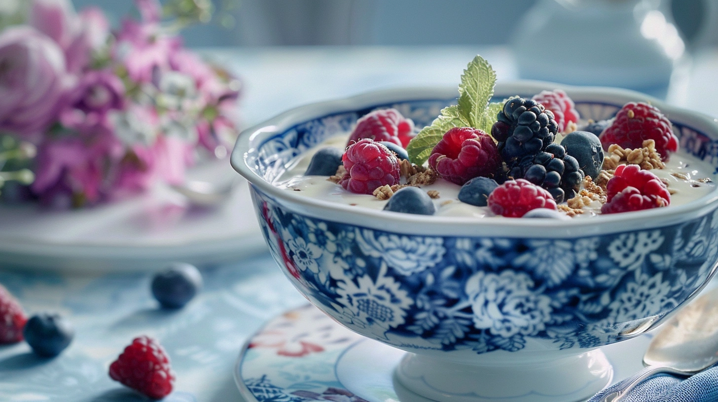 Збалансований сніданок з фруктами та гранолою